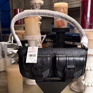 Michael Kors Zoe Pochette Black Leather Buckle Bag